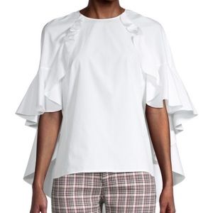 Giambattista Valli ruffle cape blouse in white ivory